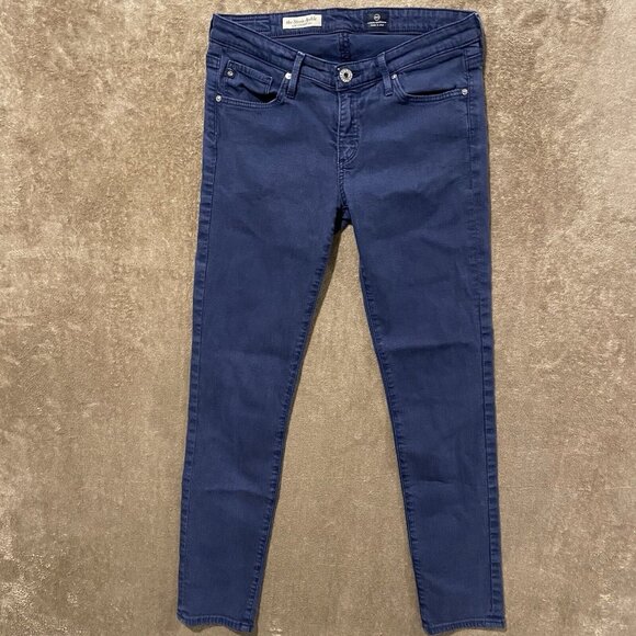 Ag Adriano Goldschmied 26R The Stevie Ankle Slim Straight Jeans Solid Navy Dark - Picture 1 of 9